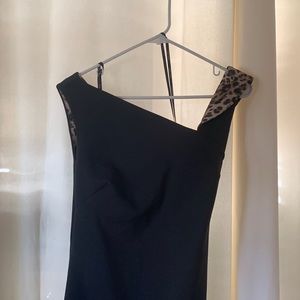 Calvin Klein off the shoulder cheetah print dress